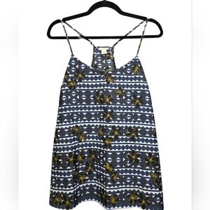 J. Crew Geometric Floral Spaghetti Strap Halter Tank Top size 12 Casual Beach